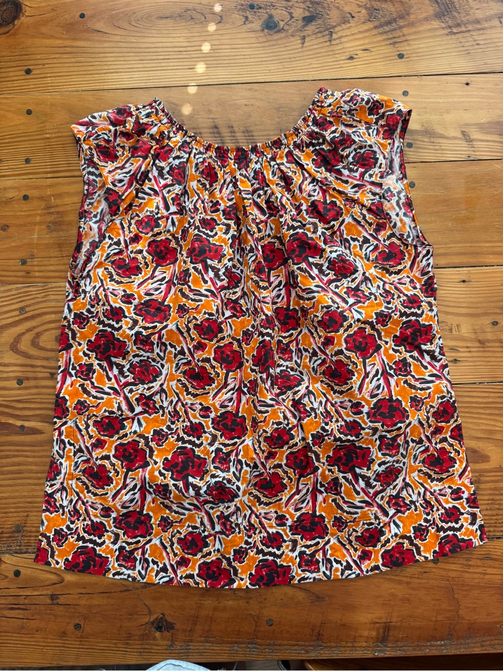 Marni Women's Red & Orange Floral Sleeveless Top
